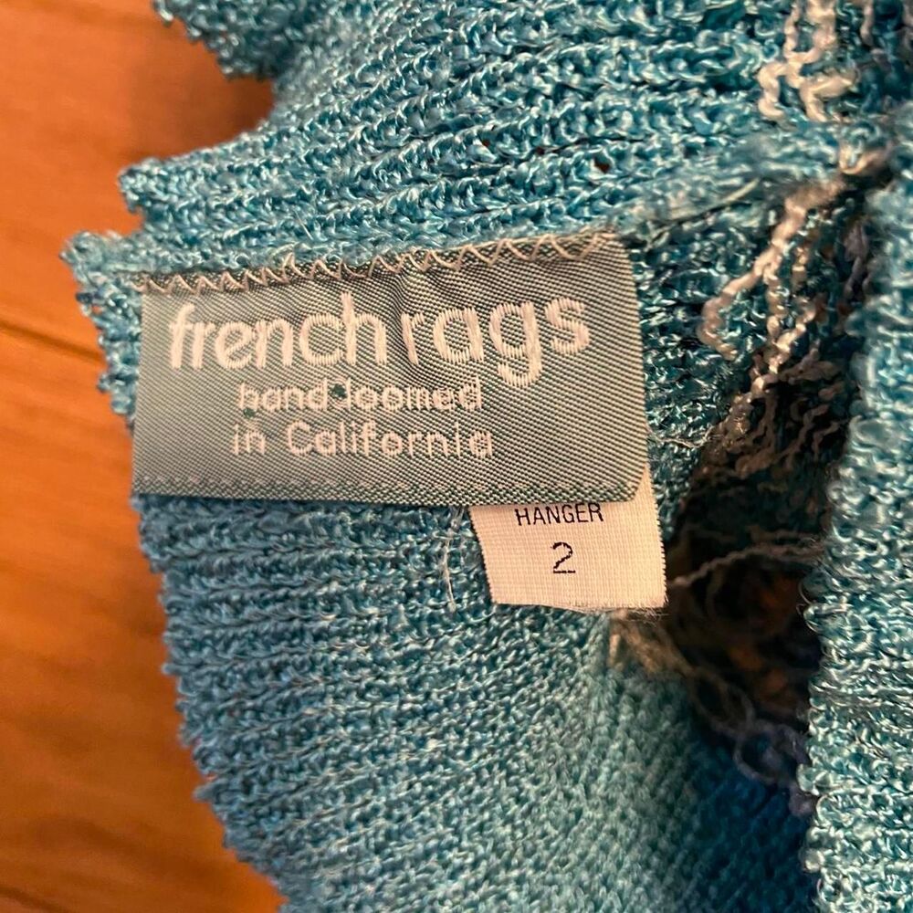 Vintage 80s French Rags hand loomed in California leopard print blue sweater - Picture 6 of 7